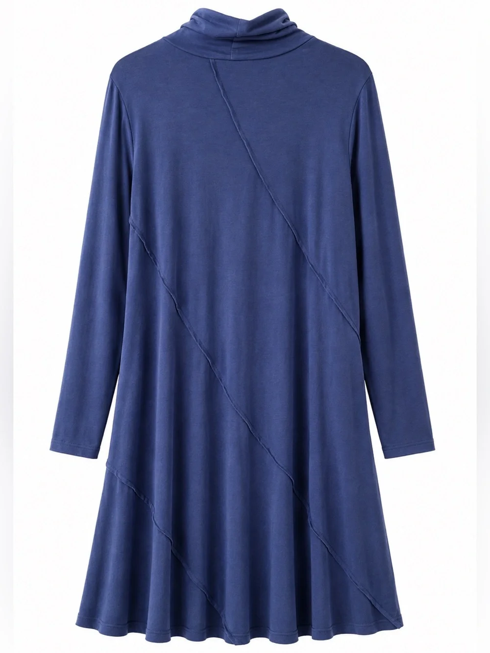 Mode O Doc Blue Long Sleeve Cowl Neck Swing Dress XL Soft Knit Lagenlook Boho